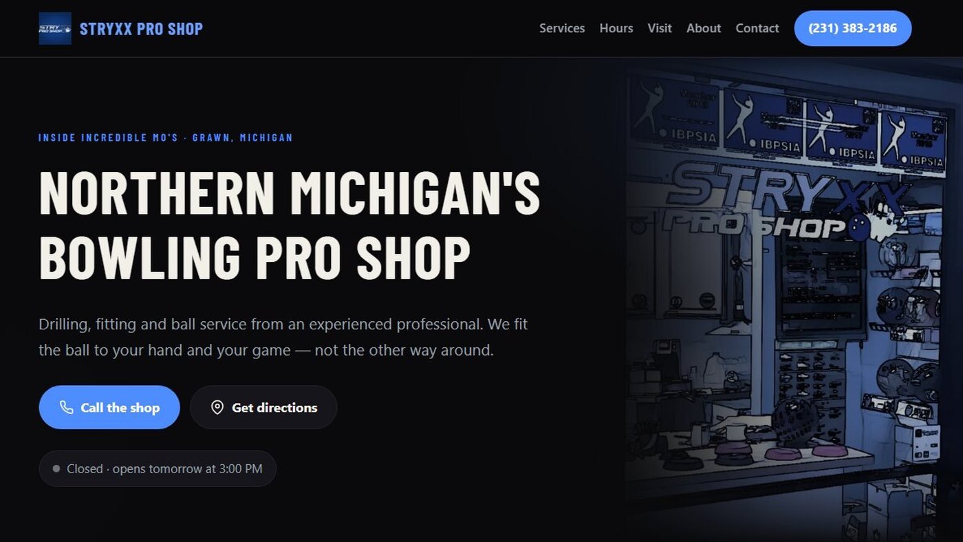 Stryxx Pro Shop website built by ETC Business Systems